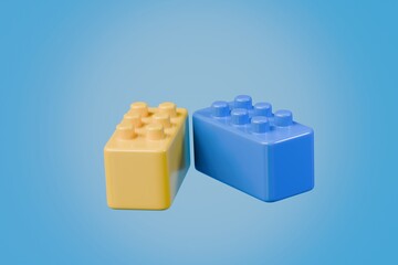 Fototapeta premium 3d Plastic toy blocks or Plastic toy brick icon. toy building concept blocks. 3d Minimal toy brick block for children game education puzzle structure. blocks for children's play concept. 3d rendering.