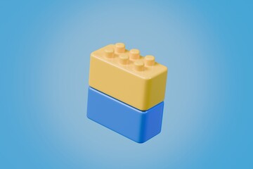 3d Plastic toy blocks or Plastic toy brick icon. toy building concept blocks. 3d Minimal toy brick block for children game education puzzle structure. blocks for children's play concept. 3d rendering.
