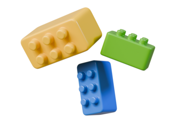 3d Plastic toy blocks or Plastic toy brick icon. toy building concept blocks. 3d Minimal toy brick block for children game education puzzle structure. blocks for children's play concept. 3d rendering.