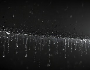 Water droplets cascade from a sharp edge, blurring into streaks against a stark black backdrop ,  dynamic,  abstract