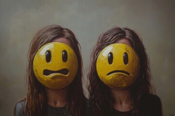 Doppelte Darstellung von Emotionen: Glück und Traurigkeit