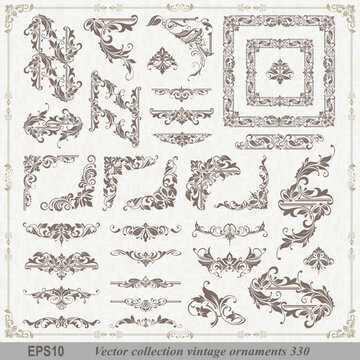 Vector Borders - Vintage Ornaments, Golden Frames, Elegant Clipart, EPS Corners for Scrapbooking, Invitations, Wedding Cards