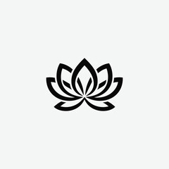 Minimalist Black Lotus Flower Logo – Elegant Modern Design on White Background