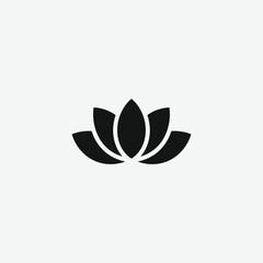 Minimalist Black Lotus Flower Logo – Elegant Modern Design on White Background