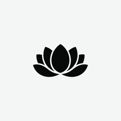 Fototapeta premium Minimalist Black Lotus Flower Logo – Elegant Modern Design on White Background