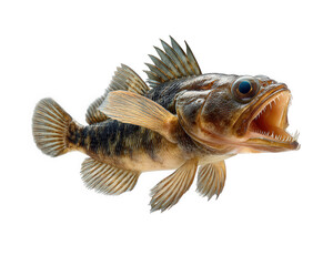 Fangtooth Fish isolated transparency background, showcasing its unique features and vibrant colors. This fish exhibits fierce expression, highlighting its predatory nature and distinct