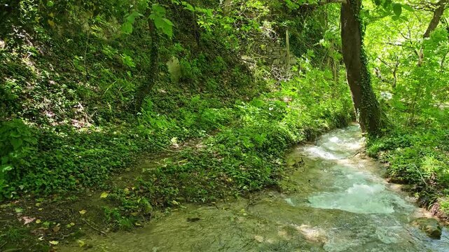 Bachkovo waterfalls cascade in Rhodopes Mountain, Plovdiv region, Bulgaria