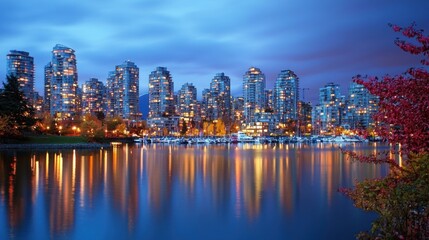Fototapeta premium Yaletown's Evening Glow: Vancouver's Waterfront Magic