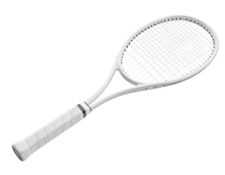 Cutout of an isolated white squash racket isolated on transparent or white background