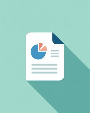 Business report document with graph information flat illustration style