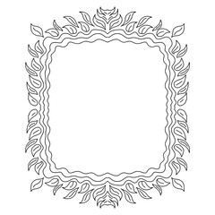 Vector illustration of hand drawn decorative leaf frame with square shape in sketch style