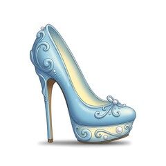 Obraz premium Cinderella's Glass Slipper Illustration: Elegant High Heel Shoe for Fairy Tale Concepts