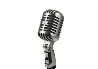 Fototapeta premium Classic microphone silver isolated on white background
