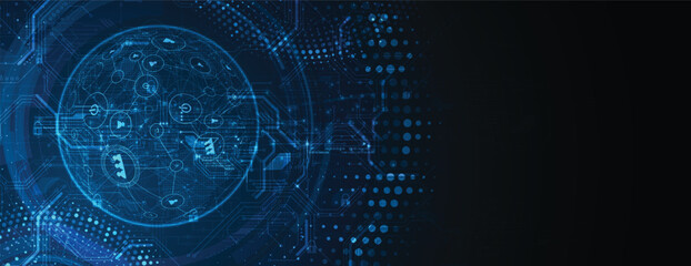 Obraz premium Abstract neon high technology and science background