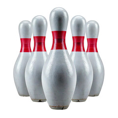 Selective focus white bowling pin isolated on transparent or white background