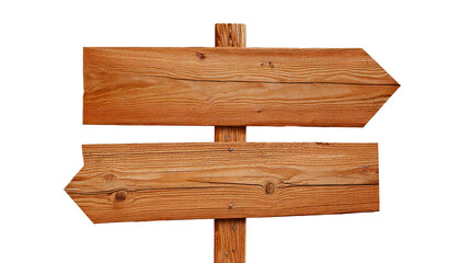 Fototapeta premium Selective focus wooden sign pole isolated on transparent or white background