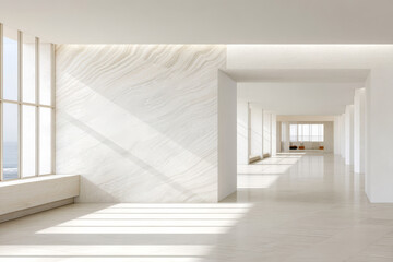 Obraz premium Modern interior space with large windows and natural light in a minimalist design setting