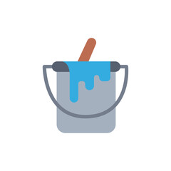 Creative depiction of a paint bucket with dripping blue color for art projects