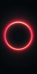 Abstract Background With Neon Red Circle On A Black Background, Futuristic Minimalism Design.