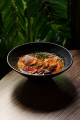 Delicious soup with vegetables and seasoning