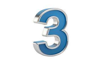 Naklejka premium 3D Number Three – Isolated Numeric Illustration on White Background for Educational and Graphic Design Projects