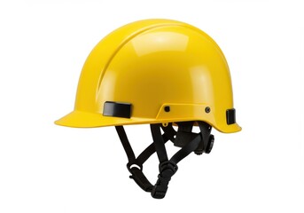 Yellow safety helmet construction gear isolated on white background