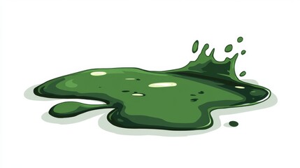 Dark Green Liquid Splash on White Background