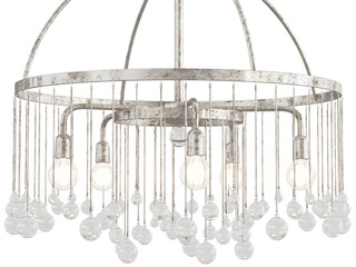 Aubrey Round Chandelier 2 tier , crystal and silver material , Elegant Lighting Fixture Against...