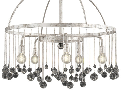 Aubrey Round Chandelier 2 tier , crystal and silver material , Elegant Lighting Fixture Against black bachground , 15 light-modern pendant light