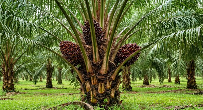 Stunningly Detailed Photograph of Oil Palm Tree Growing Naturally Tropical Plantation
