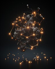 Dunkle Materie, Netzwerk, digitale Struktur, goldene Verbindungen