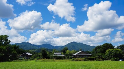 Fototapeta premium mountain landscape with blue sky and clouds