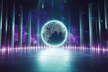 Global network technology concept on white background