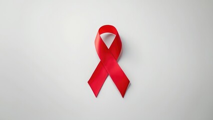 Red awareness ribbon symbolizing HIV/AIDS awareness and support.