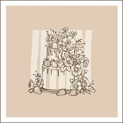 Modern digital art form - aesthetic, whimsical Regency era linear card (Bridgerton wedding) in soft pastel colors.