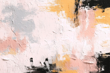 Minimalist abstract painting in soft pastel tones with black and beige accents. Ideal for modern branding, editorial, packaging, or stylish interior backdrops
