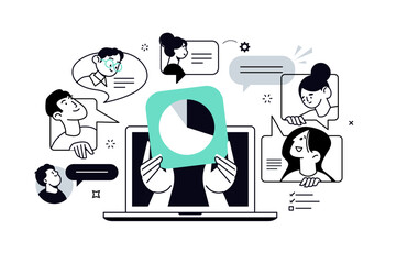 Fototapeta na wymiar Team management. Vector illustration for web banner, social media banner, business presentation, marketing material.
