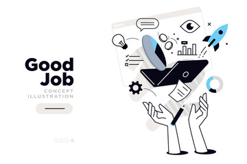 Good job. Vector illustration for website page design, web banner, social media banner, business presentation, marketing material.