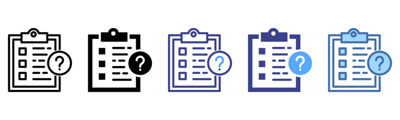 Questionnaire icon sheet multi style collection