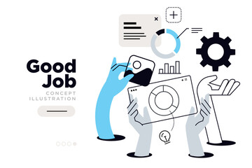 Good job. Vector illustration for website page design, web banner, social media banner, business presentation, marketing material.