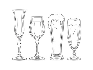 Beer Glass Sketch Line Drawing