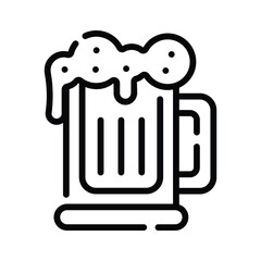 Trendy linear icon showing a frosty beer mug