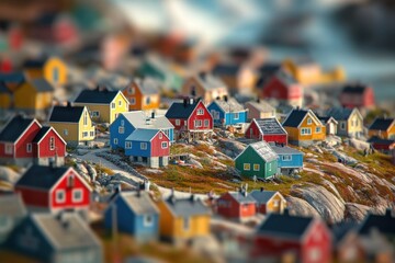 Miniaturstadt, bunte Häuser, Modelllandschaft