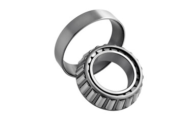 roller cone-shaped bearing on a white background, spare part for cars and mechanisms,  selective focus