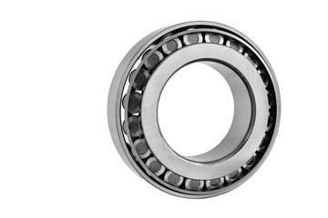 roller cone-shaped bearing on a white background, spare part for cars and mechanisms, selective focus