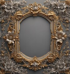 Intricate gold & silver floral frames, vintage style  , retro, decor, art deco
