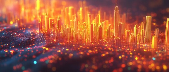Brennende Metropole - Abstrakte Stadtlandschaft bei Nacht