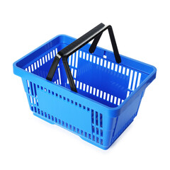 One blue shopping basket isolated on white