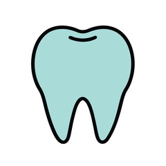 Tooth Icon on White Background – Dental Care and Oral Health Vector Illustration
