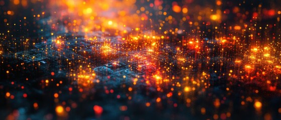 Abstrakte Lichtspuren, Glühender Kosmos, Funkenflug, Energie, Feuerwerk
